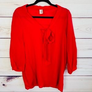 Francesca’s red bow tie blouse size medi…